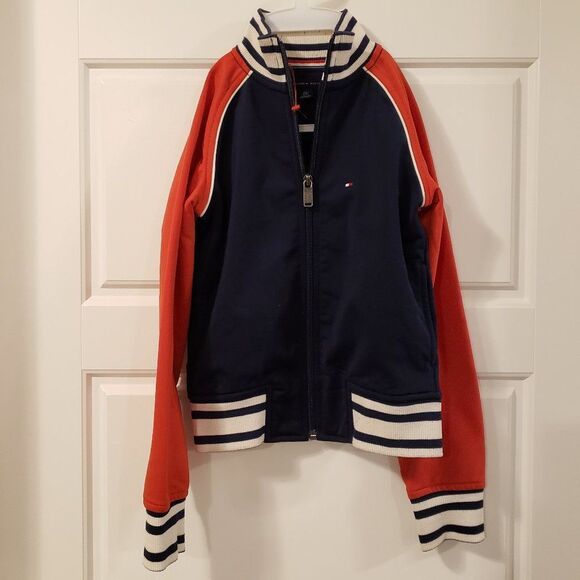Tommy Hilfiger Boy's Orange Navy Polyester Bomber Jacket - Size XS or 4/5 - Picture 9 of 15